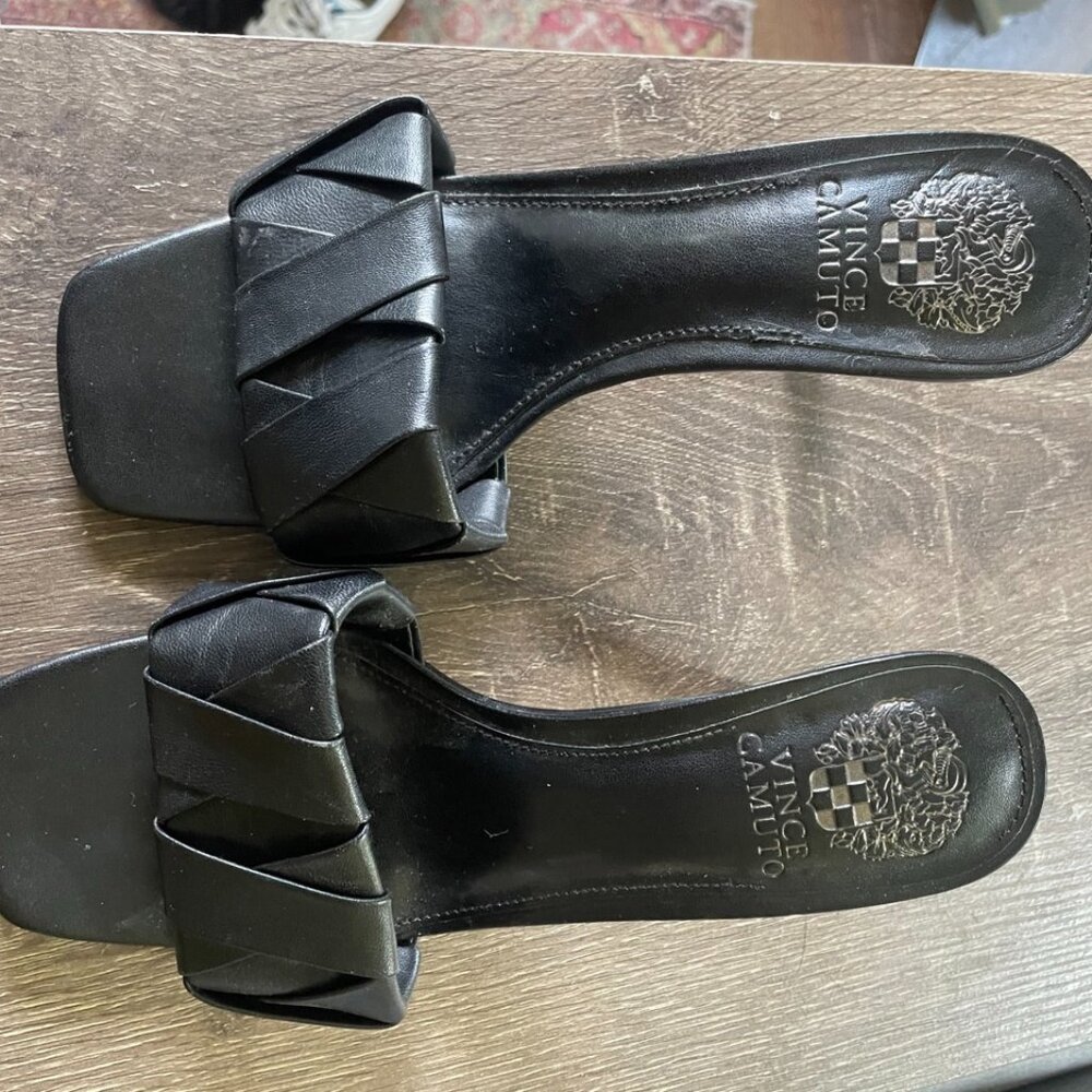 VINCE CAMUTO black slide sandal kitten heels sexy 90s  SIZE 7